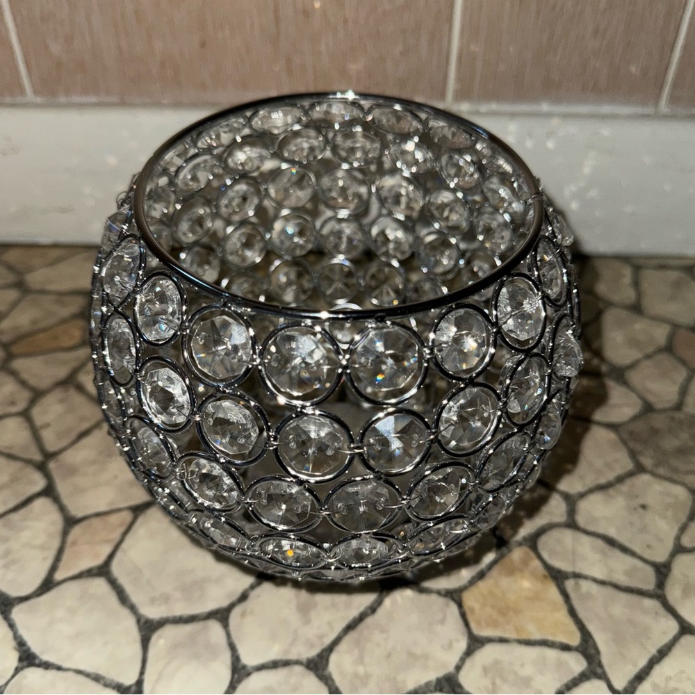 VINCIGANT Silver Crystal Candle Holder